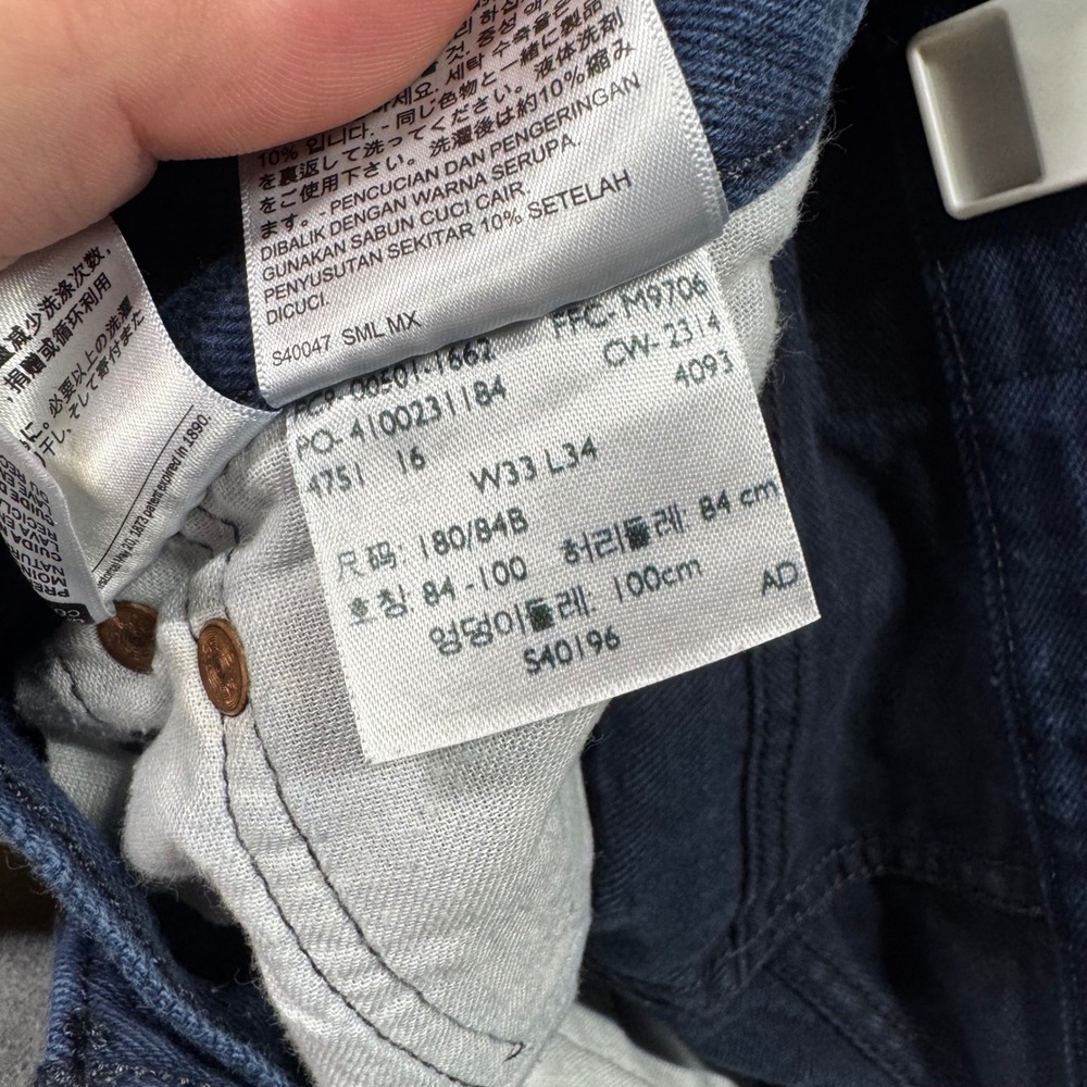 Levis 501 Original Fit Dark Wash Straight Leg Jeans Mens W33 L34 00501-1667 - Picture 3 of 7